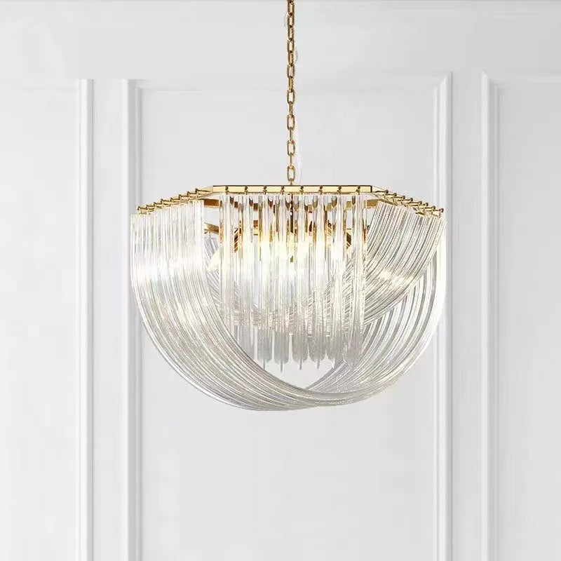 lustre led moderne verre doré salon chambre villa maison luminaire - vue 3 sur 12