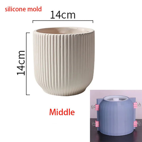moule en silicone pour pot de fleurs créatif en ciment