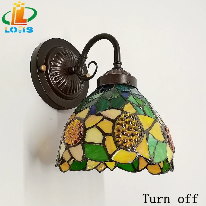 applique murale tiffany vitrail tournesol pour éclairage intérieur - vue 6 sur 6
