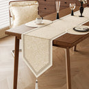 Chemin de table lin motifs floraux style champetre