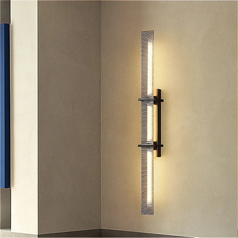 applique murale en verre à rayures cuivre pour décoration intérieure - vue 4 sur 8