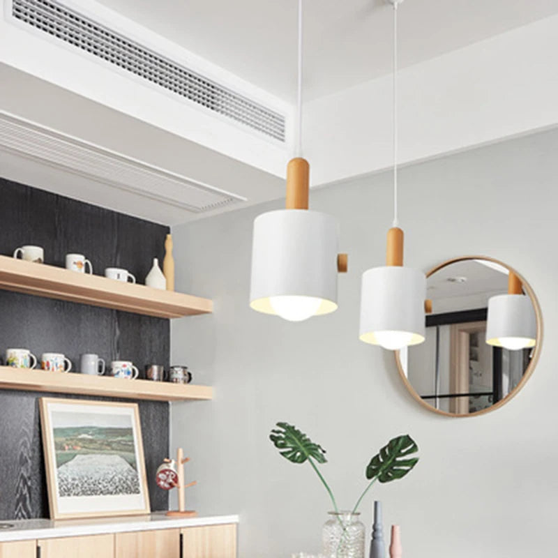 Lustre LED de chevet de chambre à coucher de Macarons nordiques rond rond décoratif salle à manger suspension lumière créative intérieure suspension lustre - vue 5 sur 9