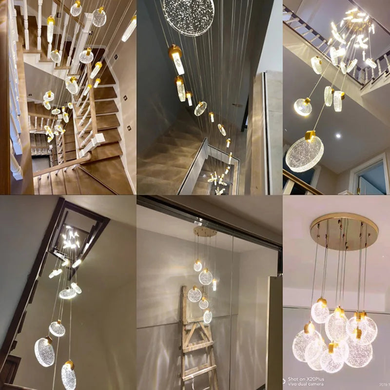 lustre suspendu en cristal led nordique pour intérieur - vue 5 sur 16