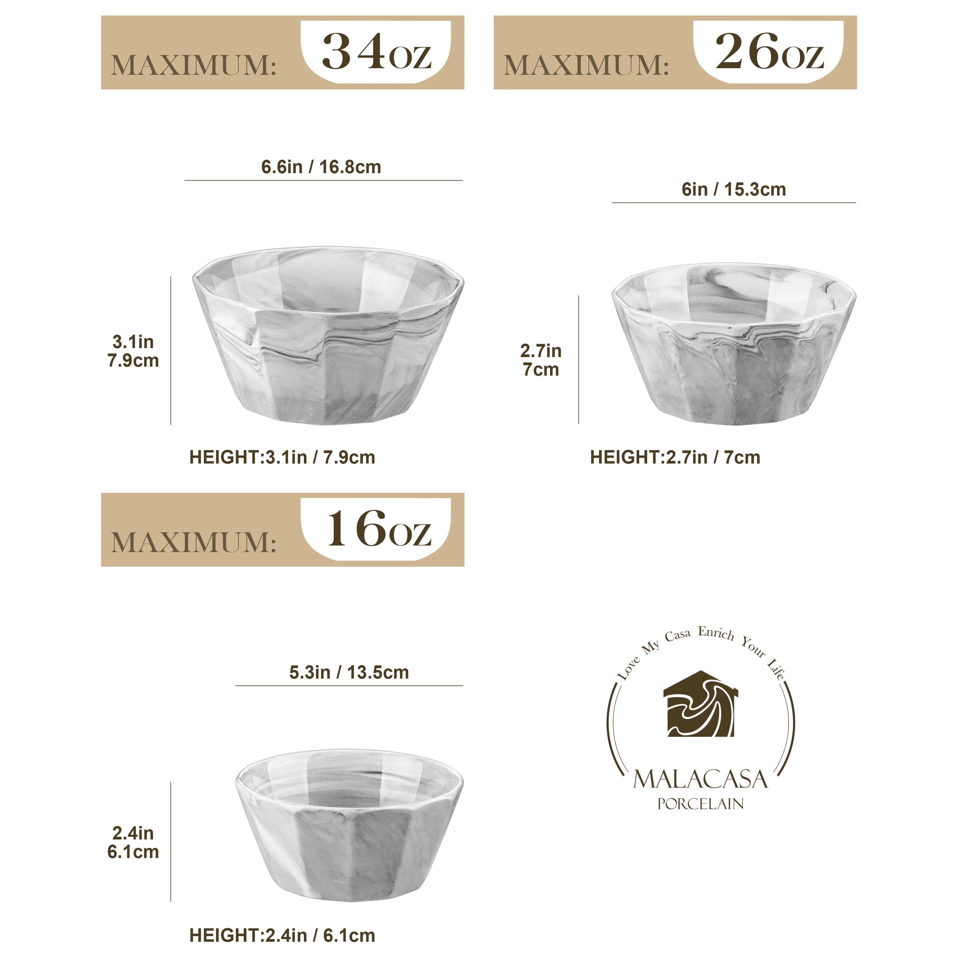 service table 3 bols ceramique effet marbre elegant - vue 2 sur 6