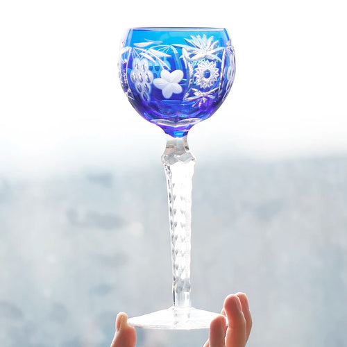 Verres à vin cristal style antique gravés main