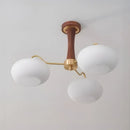 Walnut Wood Glass Brass, Wabi-sabi Modern Vintage style, chandelier lights for Living room, Bedroom, dining room, study