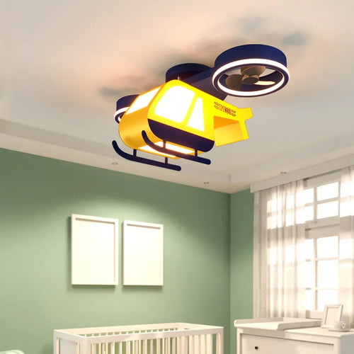 Sandyha LED-Deckenventilator Acryl Helikopter Kinderzimmerleuchte - vue 3 sur 7