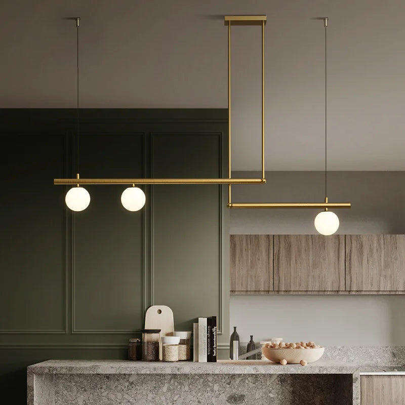 lustre led moderne nordique minimaliste en verre pour décoration de restaurant