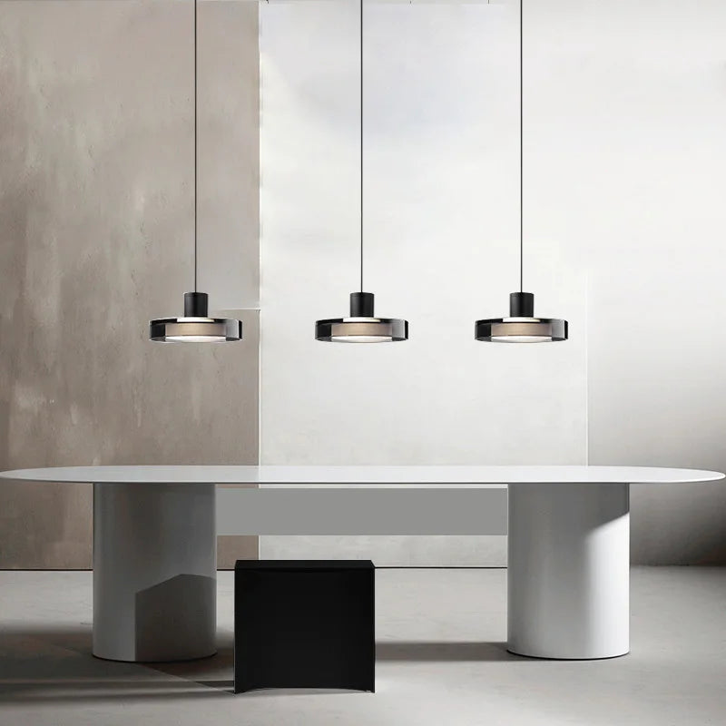 suspension ronde moderne en verre pour intérieur avec fil réglable - vue 2 sur 7