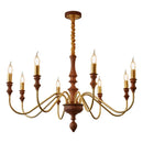Walnut Wood Brass Candle, Vintage Retro Wabi-sabi style, Chandelier light for Living Room, Bedroom, Dining Room, Study, Kitchen