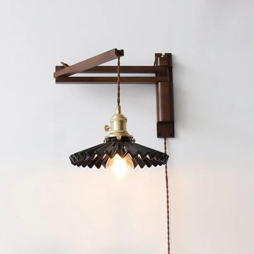 LED-Wandleuchte Retro Japanisch Teleskopisch aus Messing und Glas - vue 2 sur 15