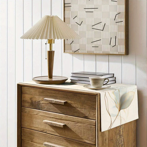 Chemin de table motifs feuilles abstraits style botanique - vue 5 sur 6