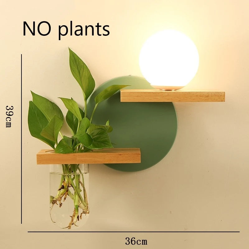 LED-Wandleuchte aus Holz mit nordischem Pflanzengefäß - vue 19 sur 23
