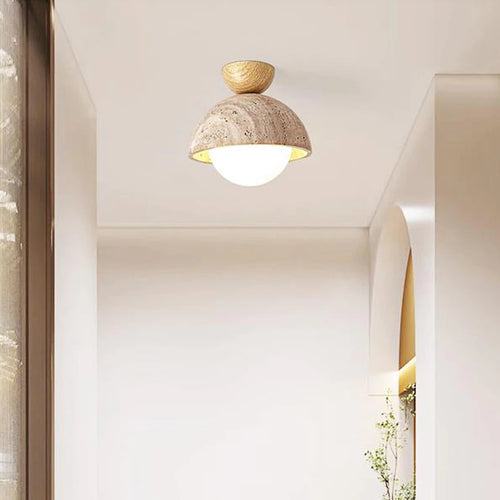 Skandinavische Deckenleuchte Travertin Wabi Sabi LED Marmor - vue 2 sur 8