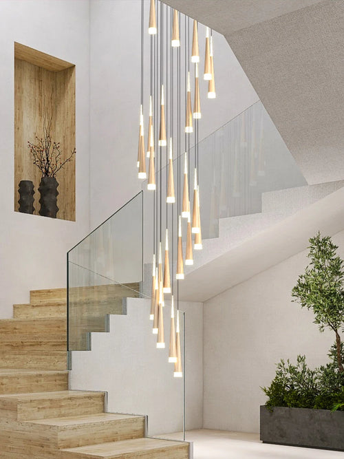 Moderne LED-Pendelleuchte für Duplex-Treppen im nordischen Stil - vue 2 sur 12
