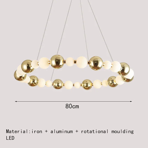 Kronleuchter LED Acrylkugel Mit Goldenem Ring Und Verstellbaren Kabeln - vue 10 sur 10