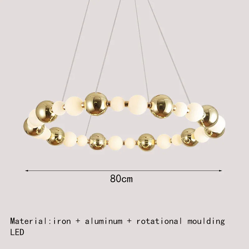 Kronleuchter LED Acrylkugel Mit Goldenem Ring Und Verstellbaren Kabeln - vue 10 sur 10