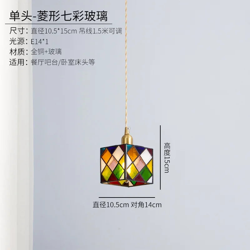 Deckenleuchte Cube im Tiffany-Stil aus Buntglas für stilvolle Inneneinrichtung - vue 9 sur 9
