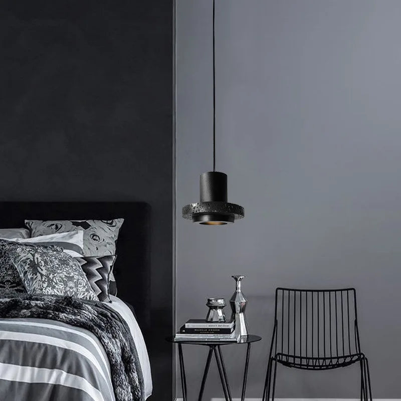 Rétro industriel vent petite suspension trou noir pierre LED suspension lampe nordique Bar Restaurant chambre lustre créatif - vue 5 sur 19