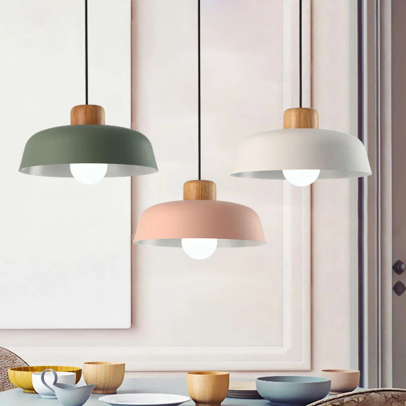 lampe suspendue style nordique macaron led en aluminium décoratif - vue 3 sur 12