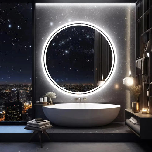 Smart LED Bathroom Mirror, Round Mirror Surface, Wall Mounted Makeup Mirror, Touch  Adjust Brightness, Safer Gift Box Packaging - vue 7 sur 8