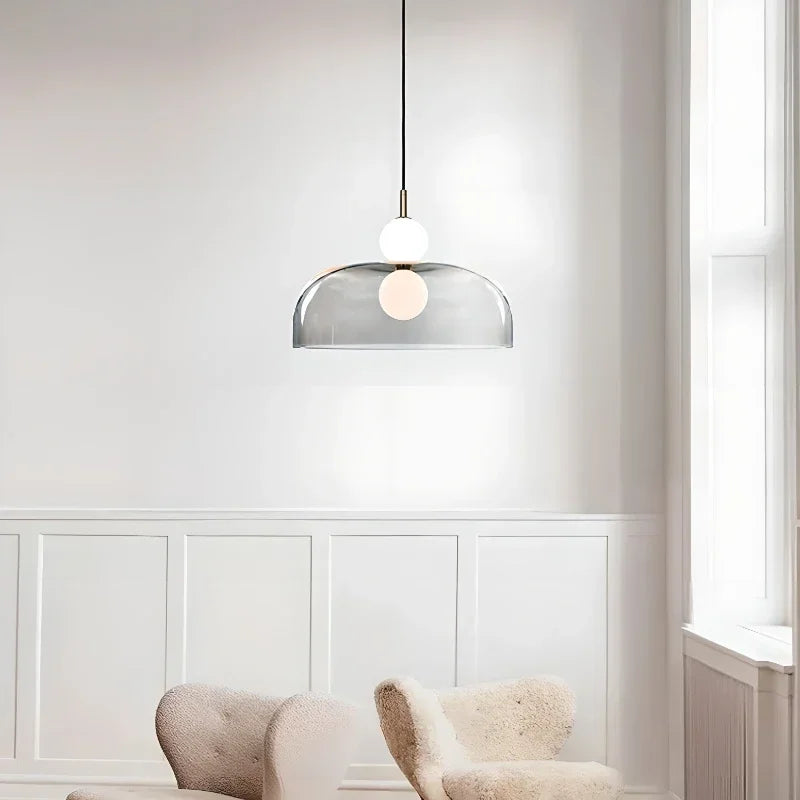 Nordic Glass Chandelier Double Balls Pendant Light Suspension Hanging Lamp for Kitchen Dining Room - vue 4 sur 8