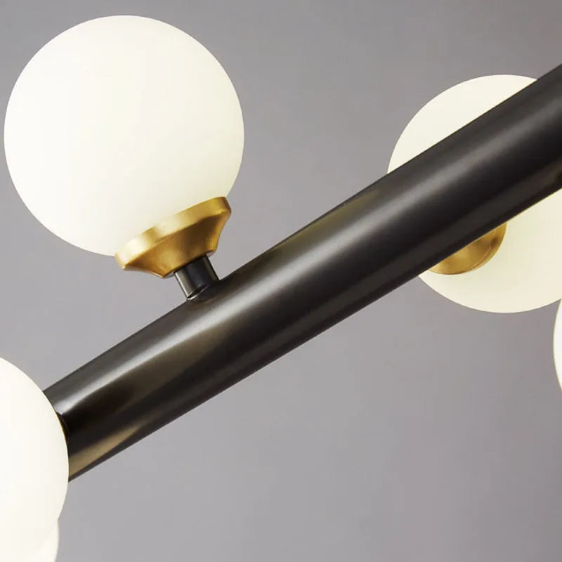 lustre moderne en verre et cuivre avec fil réglable - vue 6 sur 8