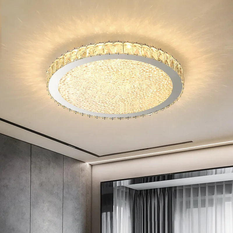 Plafonnier rond ultra-mince en cristal led moderne - vue 4 sur 5