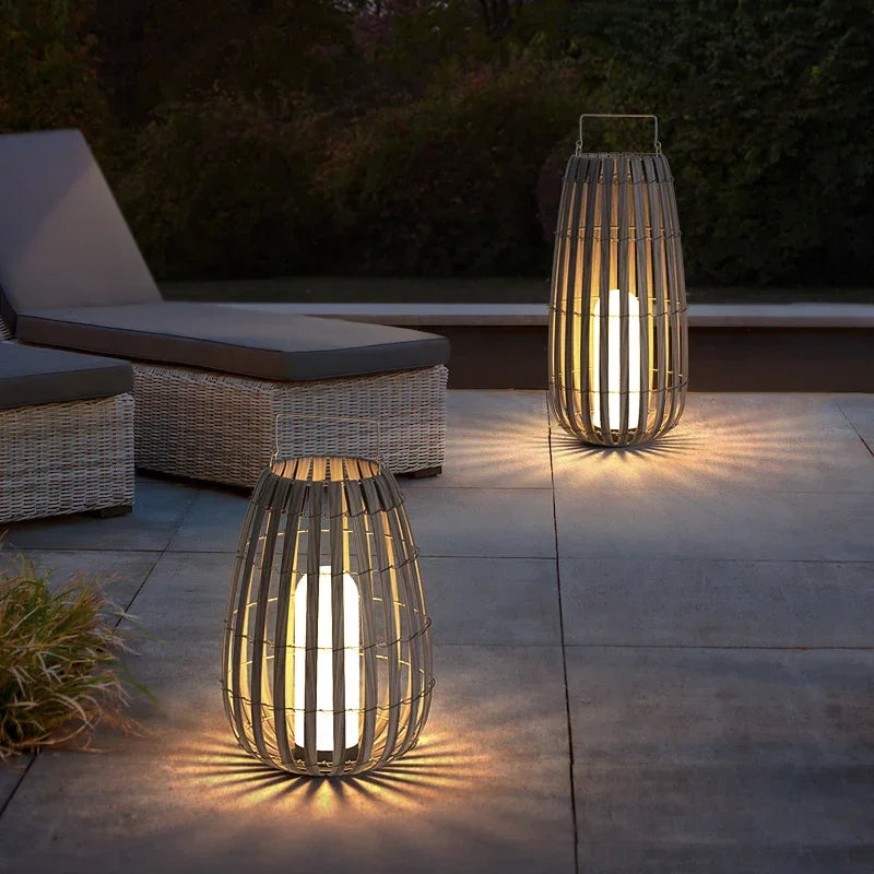 Outdoor Home Garden Solar lights, Rattan IP65 Waterproof Street Lamp Villa Courtyard Landscape Lawn Light For Garden Patio Fence - vue 7 sur 13