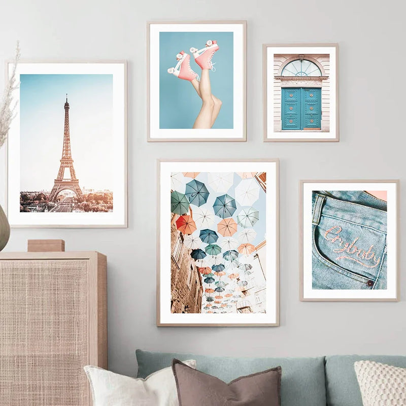 décoration murale nordique london paris parapluie pour fille