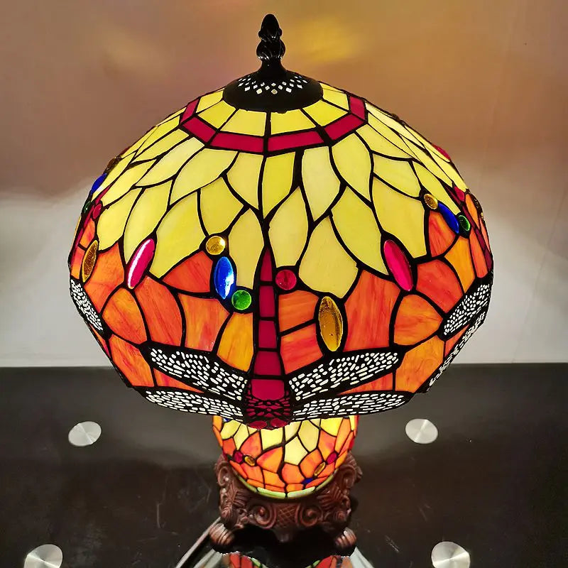 lampe de table libellule style américain rétro décoratif en verre - vue 6 sur 5