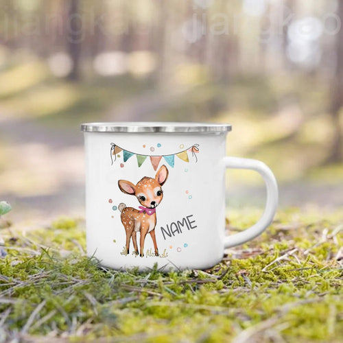 Mug enfant personnalisé animal cartoon émail avec anse