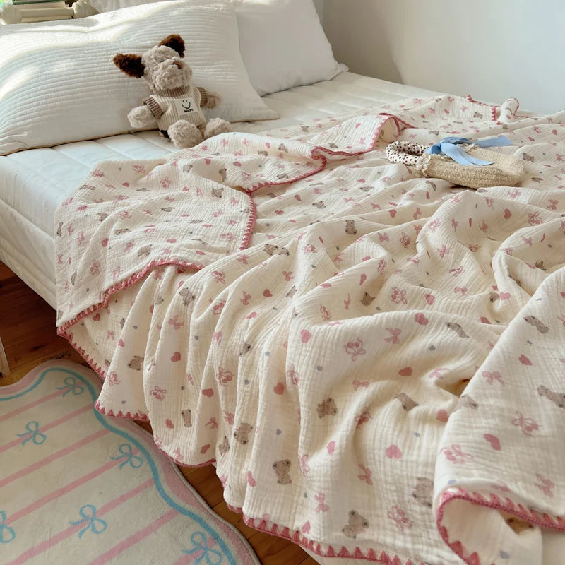 Plaid coton crepe leger ete motif enfant salon - vue 2 sur 6