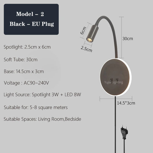 Moderne LED-Wandleuchte mit USB-Anschlüssen und Schalter - vue 18 sur 22