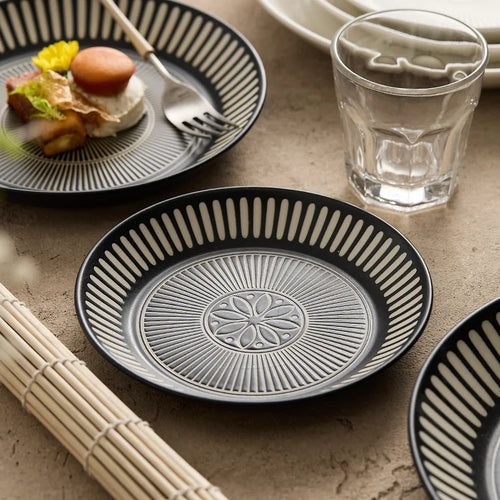 Assiette ceramique japonaise retro relief vaisselle artistique