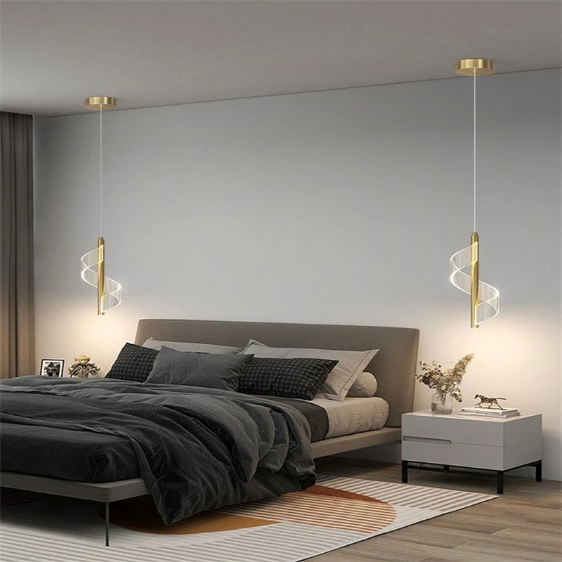 lustre led moderne nordique en acrylique à torsion spirale - vue 6 sur 12