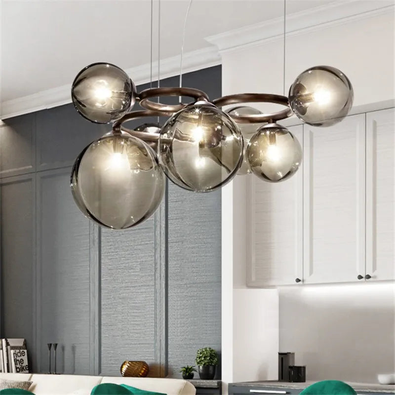 lustre à bulles de verre nordique pour décoration intérieure - vue 3 sur 18
