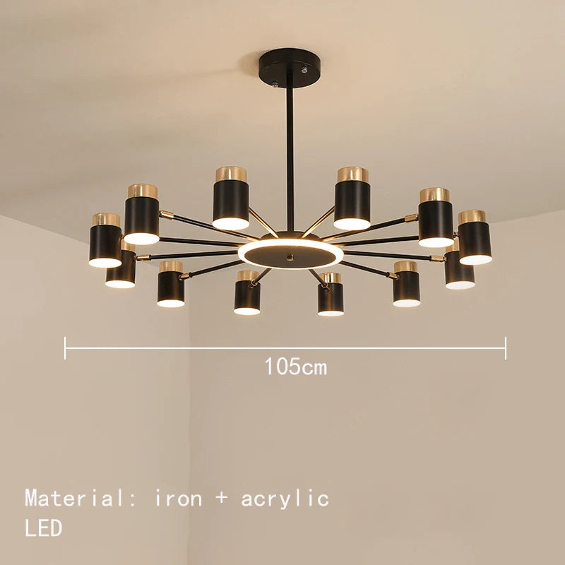 Kronleuchter LED drehbar aus Metall mit 3-stufiger Dimmung