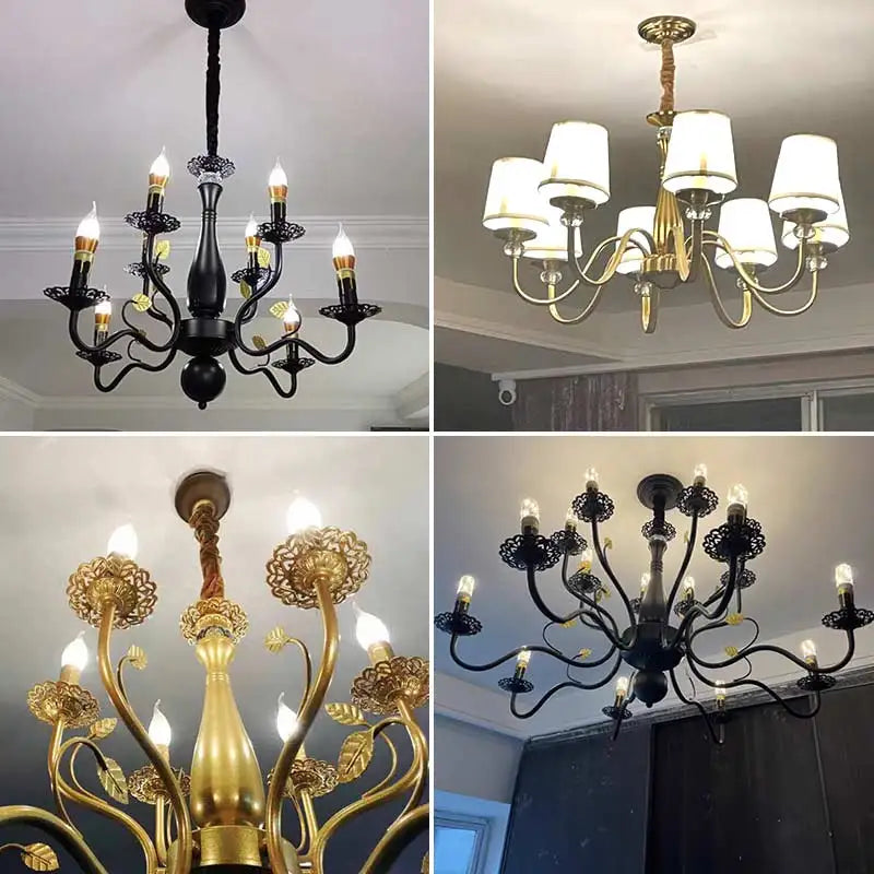 lustre rétro en tissu pour décoration intérieure campagne - vue 7 sur 18