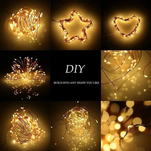 LED-Lichterkette mit Kupferdraht für festliche und stimmungsvolle Dekoration - vue 5 sur 14