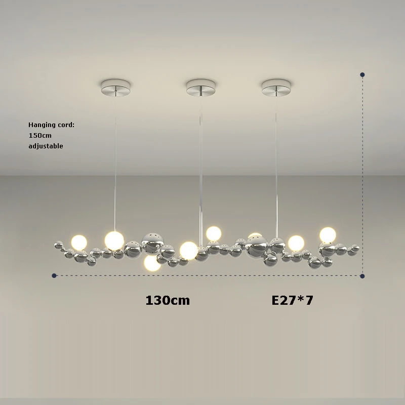 suspension design led art déco en or chromé pour intérieur élégant