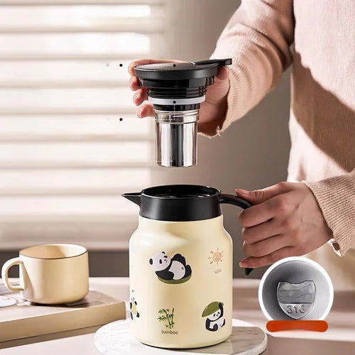 Théière isotherme panda acier inoxydable 1l grande capacité