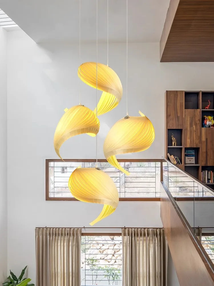 lustre nordique wabi sabi en bois design rétro décoratif - vue 6 sur 10