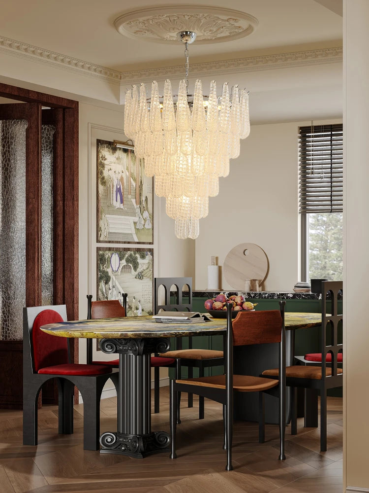 Pendelleuchte aus farbigem Glas mit dekorativem Blatt für ein stilvolles Interieur - vue 4 sur 12