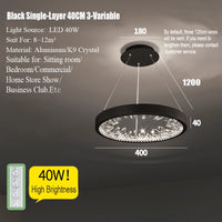 lustre moderne en cristal avec éclairage led pour villa