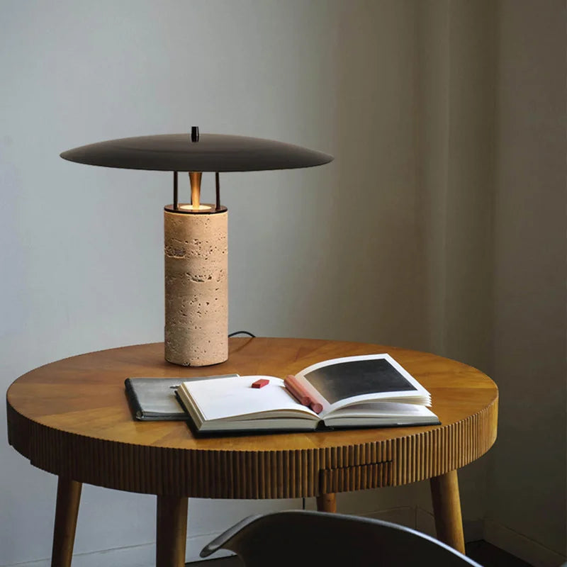 lampe à poser design en pierre de fer noir à LED - vue 6 sur 6