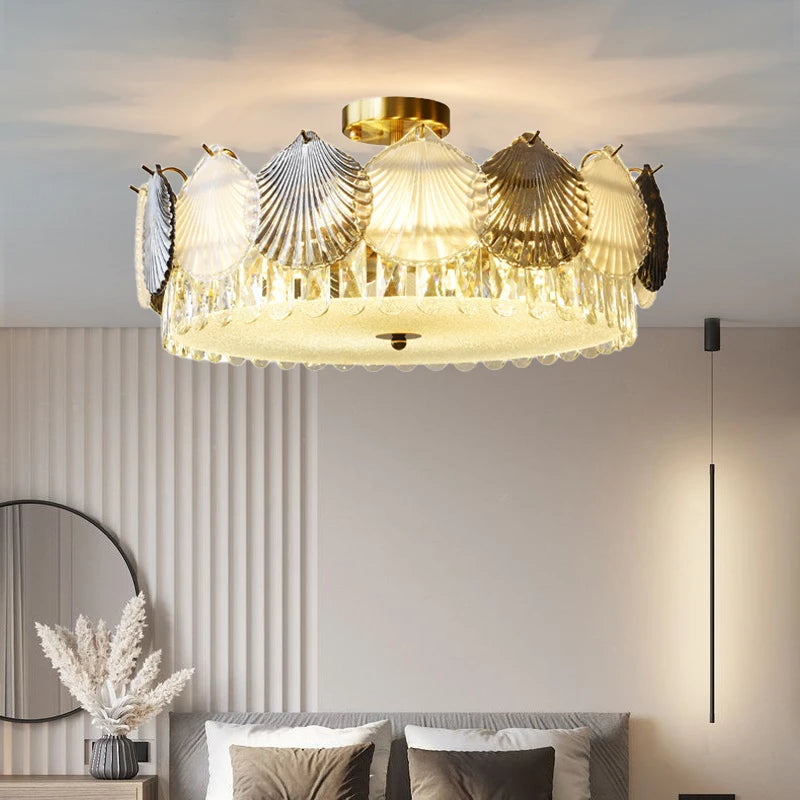 lustre design moderne cristal français led créatif - vue 5 sur 9
