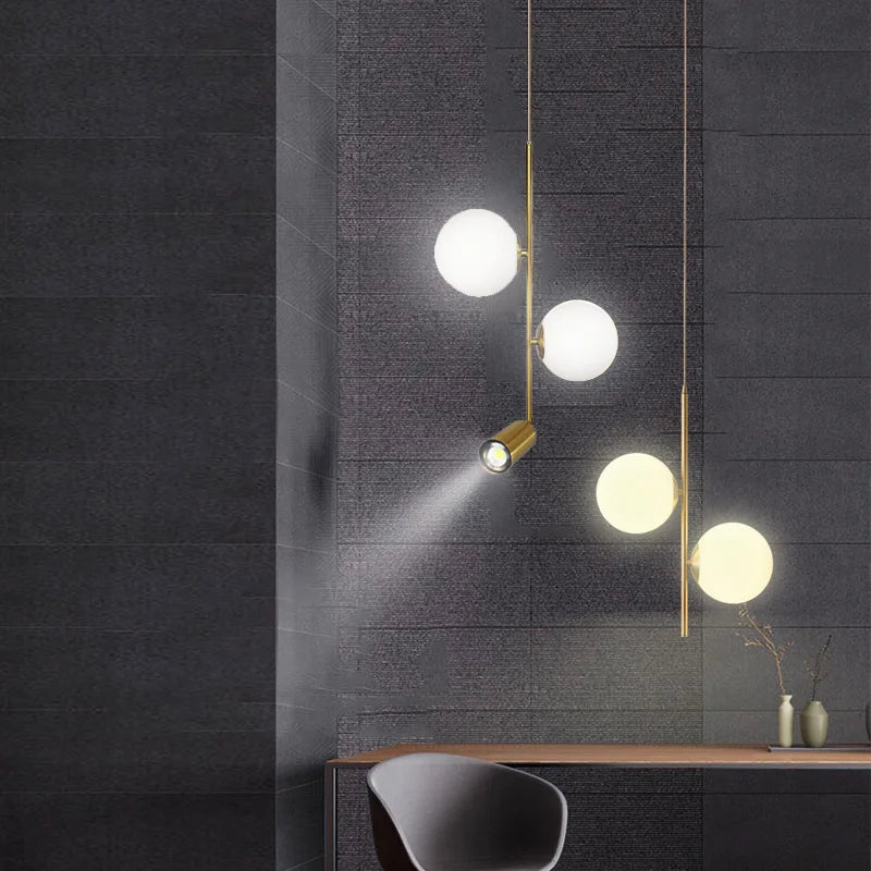 lustre led moderne nordique boule de verre art décor restaurant luxe - vue 11 sur 13