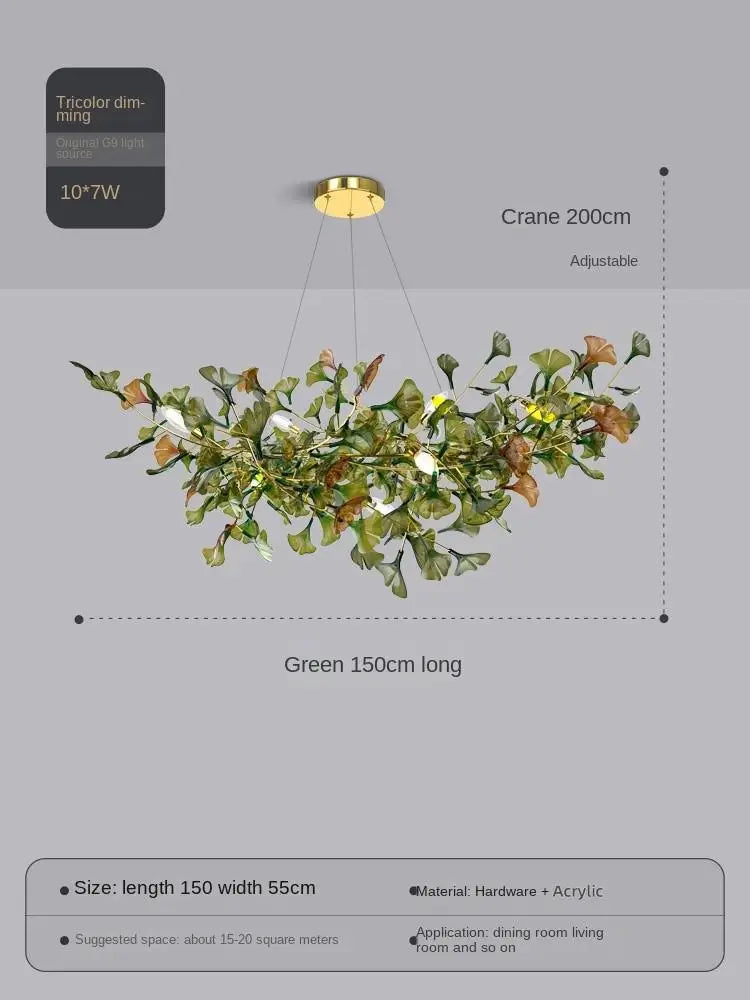suspension moderne en ginkgo en verre personnalisée pour un éclairage élégant - vue 15 sur 16