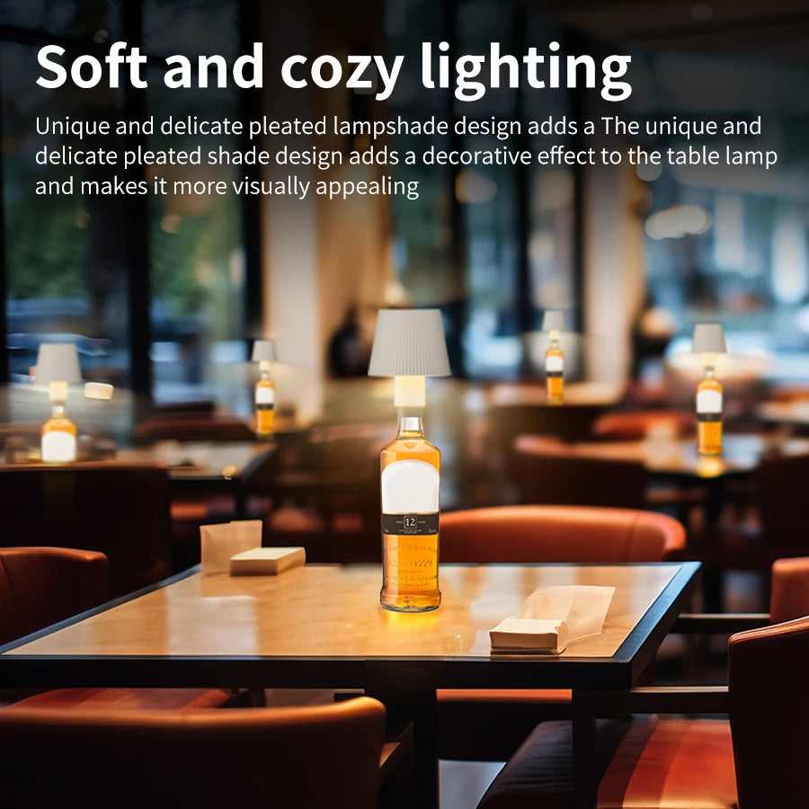 lampe de table led rechargeable rayée bouteille de vin interrupteur tactile décoratif - vue 4 sur 8